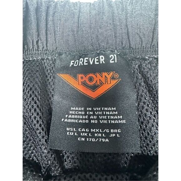 Forever 21 Pony Women's Windbreaker Pants Size L Black Orange Blue Y2K Notes - Picture 9 of 14